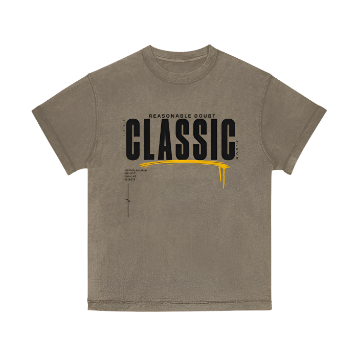 Classic Unisex Top Stitching Stone Wash T-Shirt